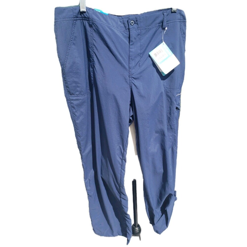 Columbia Aruba Roll Up Omni Shade Pants Women 16x32 Navy UPF Hiking Outdoor New